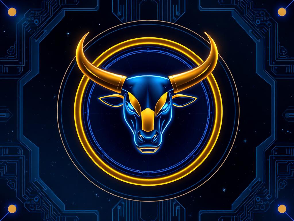 ChudBull project emblem: glowing blue and gold bull head on a dark panel